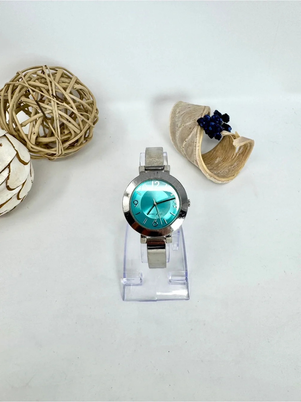 Nine West Women's Silver-Tone Bangle Watch Model NW/1631 - New Battery